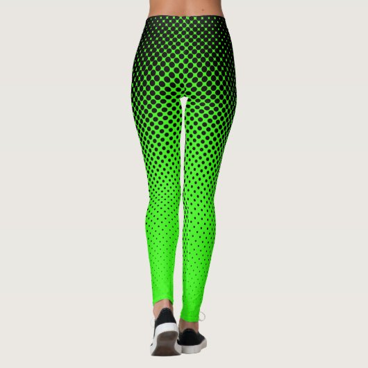 Halftoon Zwart en Groen Leggings (Achterkant)