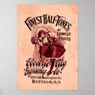 Halftoonfotografie  camera kan vrouw maken poster