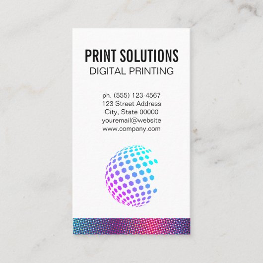 Halftoonkleuren | Kleurrijk geometrisch Wereldbol Visitekaartje (Voorkant)