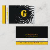 Halftoonmonogram zwart gele visitekaartjes (Voorkant / Achterkant)