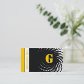 Halftoonmonogram zwart gele visitekaartjes (Staand voorkant)