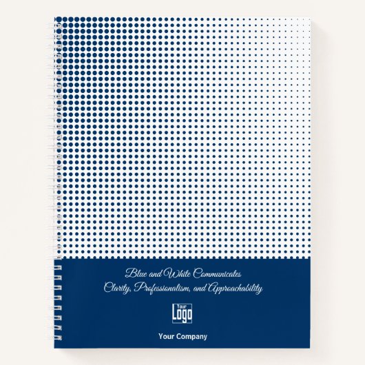 Halftoonpatroon Blauw Wit Small Business Notitieboek (Voorkant)