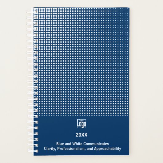 Halftoonpatroon Blauw Wit Small Business Planner (Voorkant)