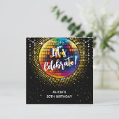 Halftoonse disco Laten we verjaardagsuitnodiging v (Staand voorkant)