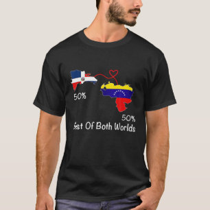 HalfVenezuela Halve Dominicaanse Vlaggenkaart Lief T-shirt