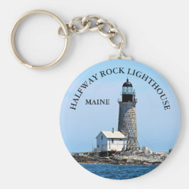 Halfway Rock Lighthouse, Maine Button Sleutelhange Sleutelhanger