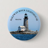 Halfway Rock Lighthouse, Maine Round Button (Voorkant)