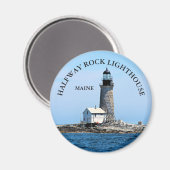 Halfway Rock Lighthouse, Maine Round Magnet (Voorkant / Achterkant)