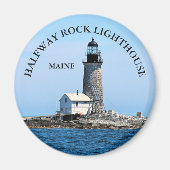 Halfway Rock Lighthouse, Maine Round Magnet (Voorkant)