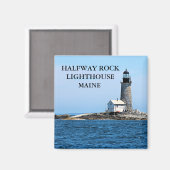 Halfway Rock Lighthouse, Maine Square Magnet (Voorkant / Achterkant)