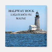 Halfway Rock Lighthouse, Maine Square Magnet (Voorkant)