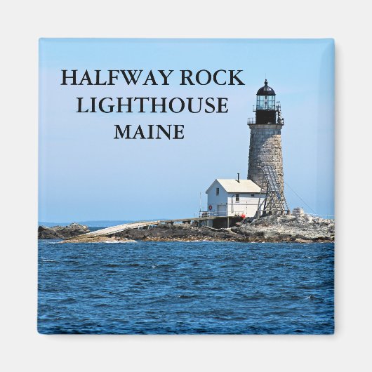 Halfway Rock Lighthouse, Maine Square Magnet (Voorkant)