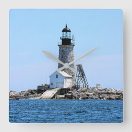 Halfway Rock Lighthouse, Maine Wall Clock Vierkante Klok