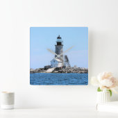 Halfway Rock Lighthouse, Maine Wall Clock Vierkante Klok (Huis)