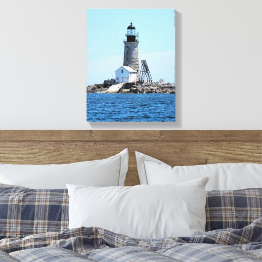 Halfway Rock Lighthouse, ME Wrapped Canvas Print (Insitu (Slaapkamer))