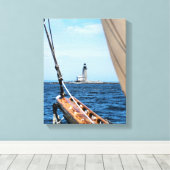 Halfway Rock Lighthouse, ME Wrapped Canvas Print (Insitu (Houten vloer))
