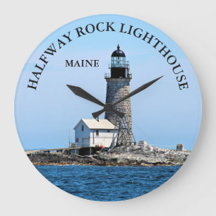 Halfway Rock-vuurtoren, Maine Round Wall-klok Grote Klok