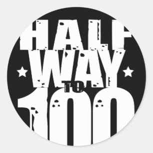 Halfweg naar 100 Funny 50th Birthday Ronde Sticker