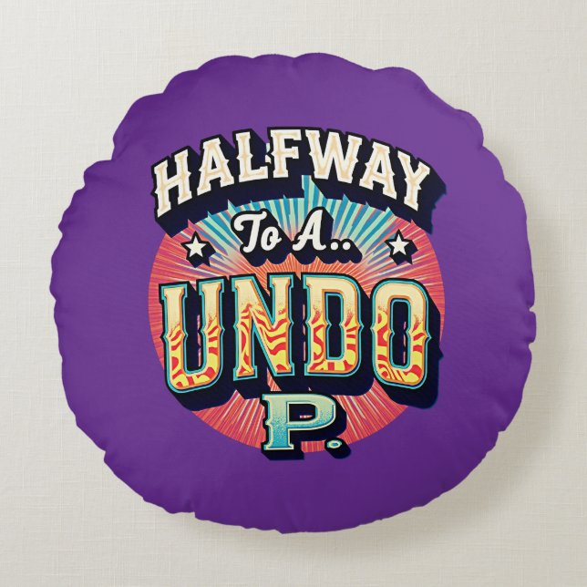 Halfweg naar een Hundo - 50e verjaardag Rond Kussen (Voorkant)