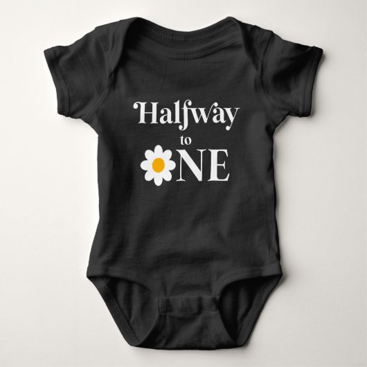 Halfweg naar één Retro Daisy halve verjaardag Romper (Voorkant)