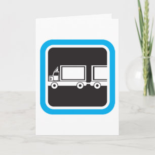 Halfweg vrachtwagen en aanhangwagen blauw pictogra kaart
