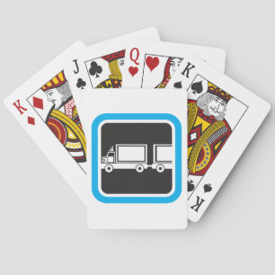 Halfweg vrachtwagen en aanhangwagen blauw pictogra pokerkaarten