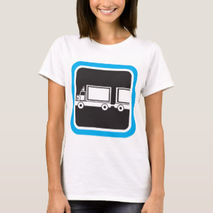 Halfweg vrachtwagen en aanhangwagen blauw pictogra t-shirt