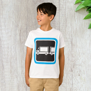 Halfweg vrachtwagen en aanhangwagen blauw pictogra t-shirt