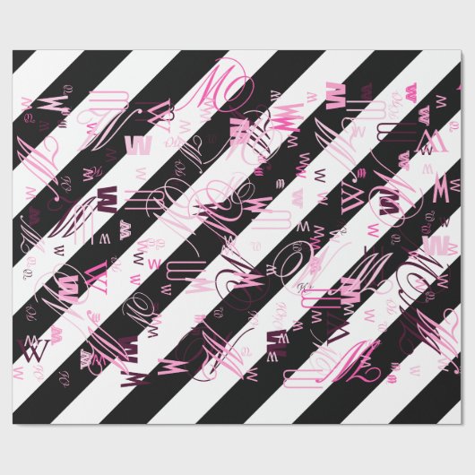 Halfwitte en zwarte afbeelding cadeaupapier (Vlak)