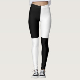 Halfwitte en zwarte helft leggings