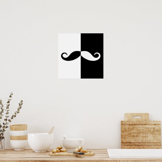 Halfwitte of zwarte snor poster (Keuken)