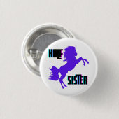Halfzus Paarse Pony Broer of Zus Ronde Button 3,2 Cm (Voorkant /achterkant)