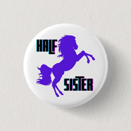 Halfzus Paarse Pony Broer of Zus Ronde Button 3,2 Cm (Voorkant)