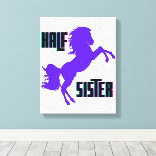 Halfzuster Paarse Pony Canvas Afdruk (Insitu (Houten vloer))