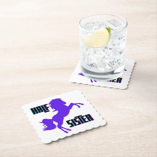 Halfzuster Paarse Pony Kartonnen Onderzetters (Insitu)