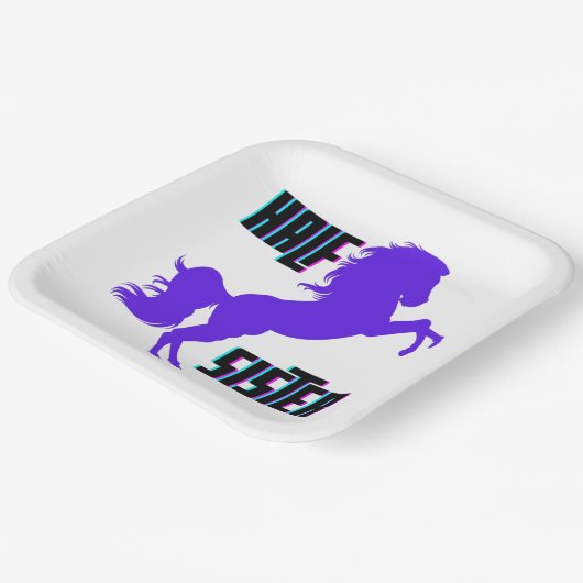 Halfzuster Paarse Pony Papieren Bordje (Gebogen)