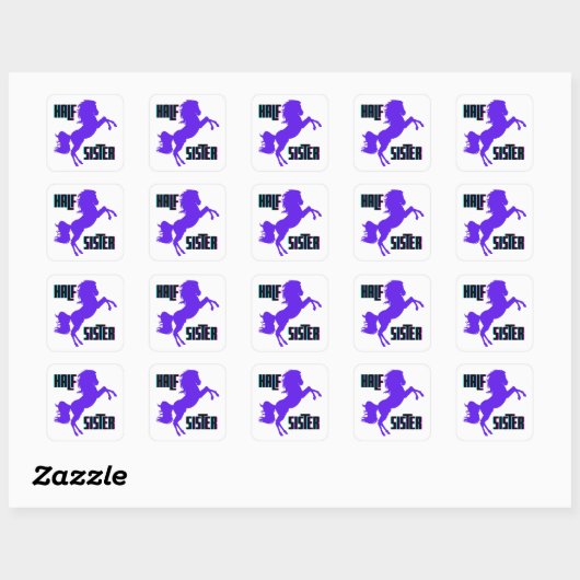 Halfzuster Paarse Pony Vierkante Sticker (Vel)