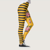 Halfzware en halve Roos Floral Black en Gold Leggings (Rechts)