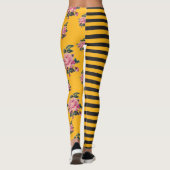 Halfzware en halve Roos Floral Black en Gold Leggings (Achterkant)