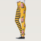 Halfzware en halve Roos Floral Black en Gold Leggings (Links)