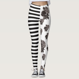 Halfzware en halve Roos zwart-wit Leggings