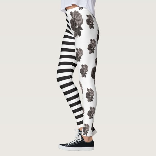 Halfzware en halve Roos zwart-wit Leggings (Links)