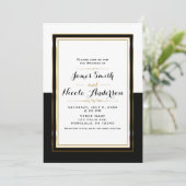 Halfzwart wit en gouden chic Elegant Wedding Kaart (Staand voorkant)
