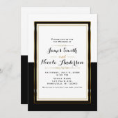 Halfzwart wit en gouden chic Elegant Wedding Kaart (Voorkant / Achterkant)
