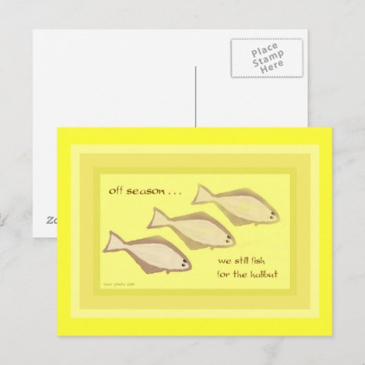 Halibut Haiku Art Briefkaart - Verzamelbaar Briefk (Voorkant / Achterkant)