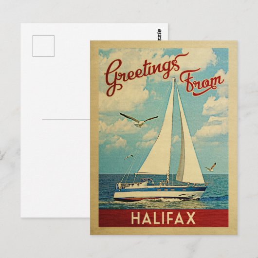 Halifax Briefkaart Sailboat Vintage Travel Canada (Voorkant / Achterkant)