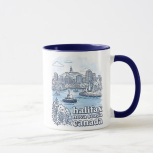 Halifax Canada Eenvoudige Blauwe Silhouet Schattig Mok