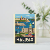 Halifax Canada Retro Reisposter Kunst Briefkaart (Staand voorkant)