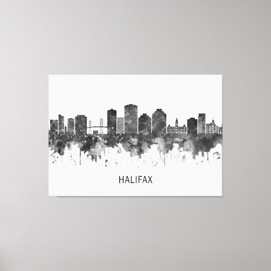 Halifax Canada Skyline BW Canvas Afdruk (Voorkant)