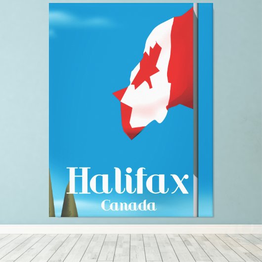 Halifax Canada Travel poster Canvas Afdruk (Insitu (Houten vloer))
